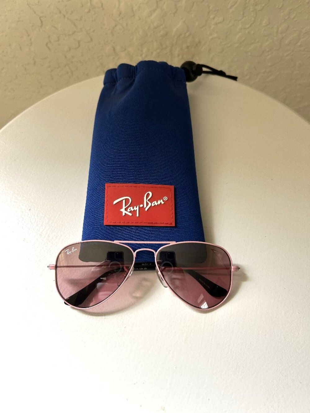 Girls Pink Frame Ray Ban Aviator Sunglasses